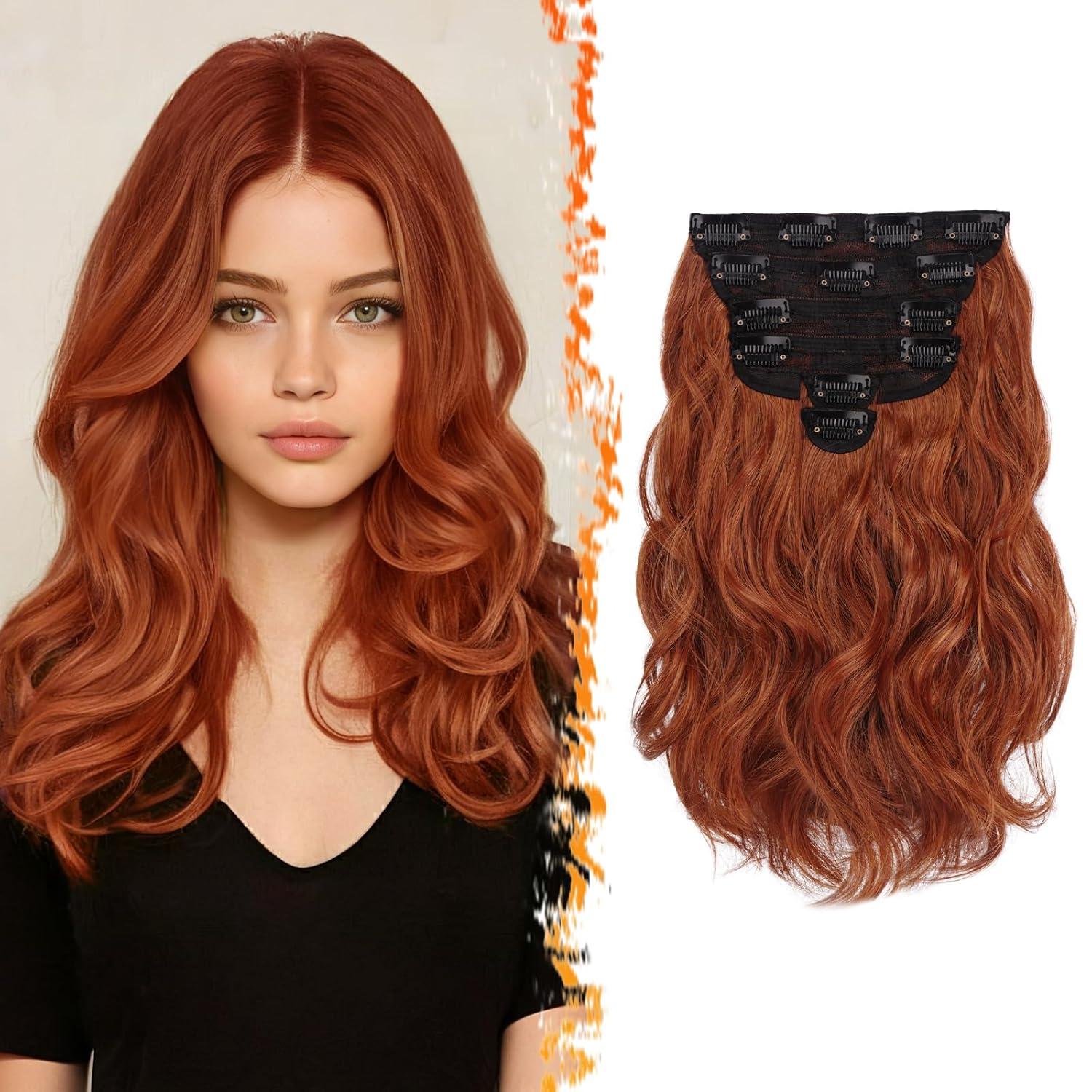 Rot 30cm Clip-in Haarverlängerungen für Frauen - 6-teiliges Set