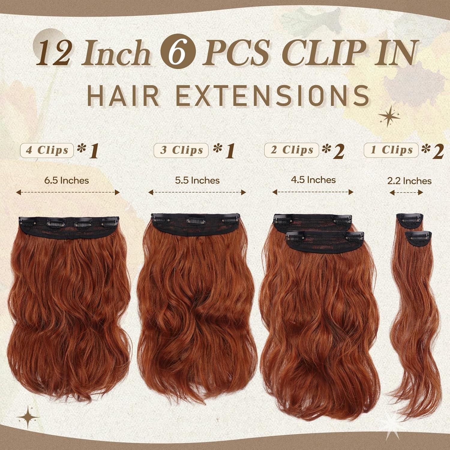 Clip in Extensions Rot 30cm Haarverlängerungen für Frauen