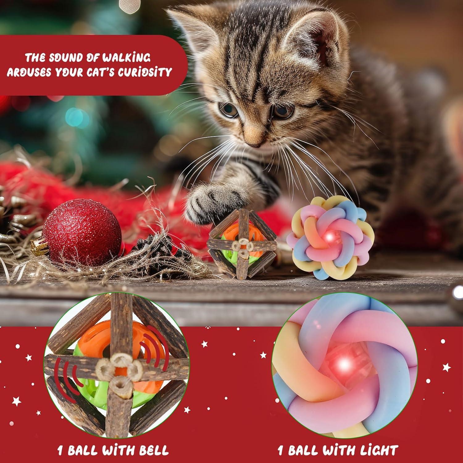 Katze Adventskalender 2024-12 Tage Weihnachts Countdown Kalender mit Katzenspielzeug