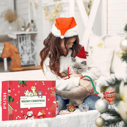 Katze Adventskalender 2024 12-tlg. Weihnachts Countdown für Katzen mit Spielzeug