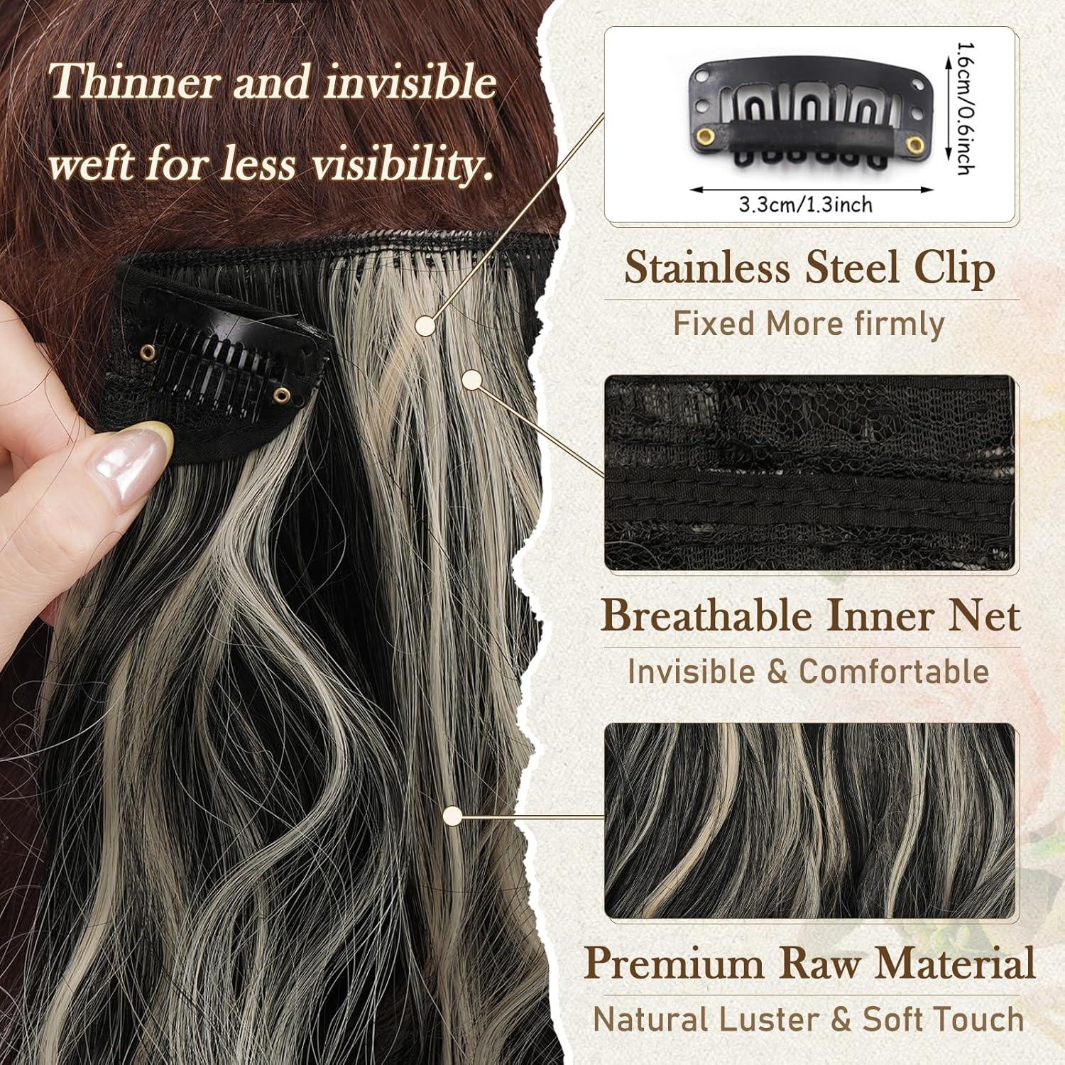Clip in Haarverlängerung 30cm Welliges Highlight 6PCs Synthetisches