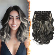 Clip in Haarverlängerungen 30cm Wellige Extensions 6PCs Schwarz
