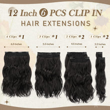 Clip in Haarverlängerungen Schwarz Braun 30cm Wellige