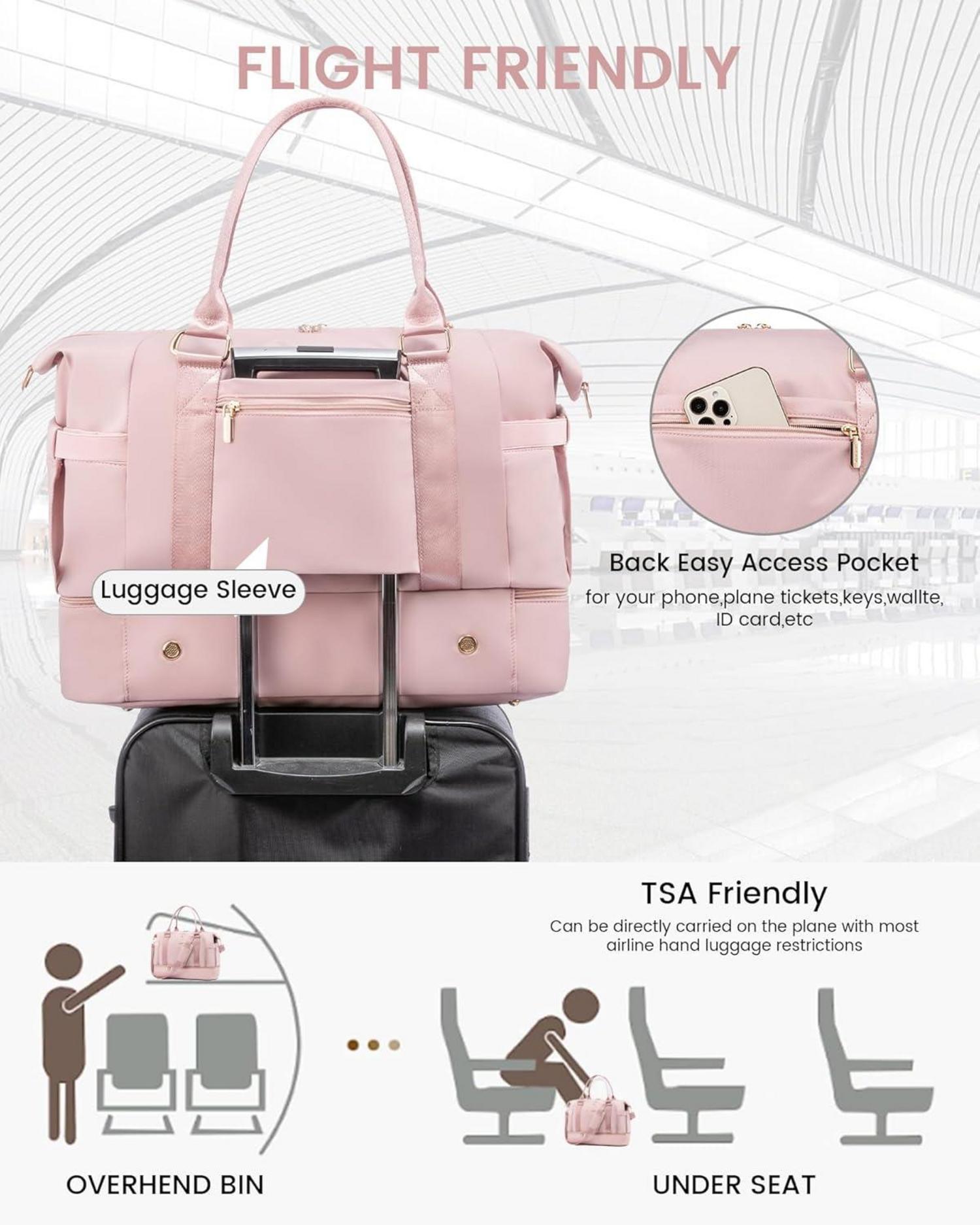 Große Wasserdichte Kliniktasche für Geburt & Yoga, 40L, Rosa