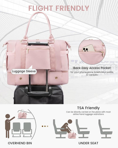 Große Wasserdichte Kliniktasche für Geburt & Yoga, 40L, Rosa
