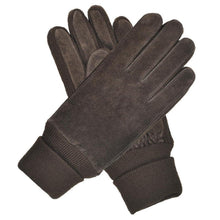 Damen Winterhandschuhe Wildleder mit Wollfleece-Futter Braun