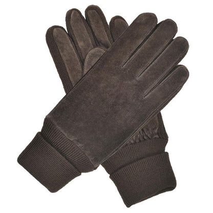 Damen Winterhandschuhe Wildleder mit Wollfleece-Futter Braun