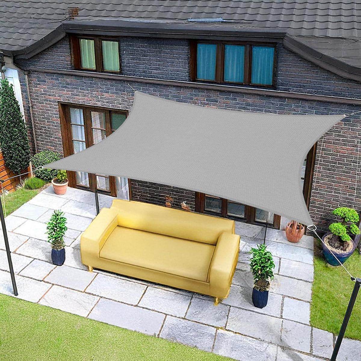 Wasserdichtes Sonnensegel Grau 5x6m mit 95% UV-Schutz