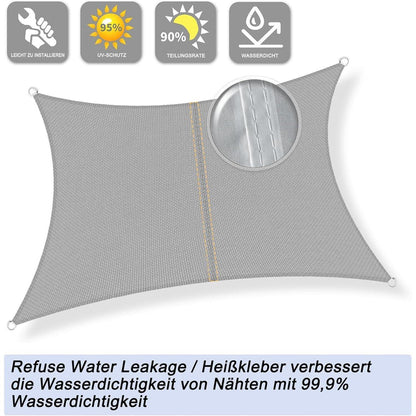 Wasserdichtes Sonnensegel Grau 5x6m mit 95% UV-Schutz