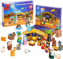 Adventskalender Krippe & Krippenfiguren Set Weihnachten Kinder