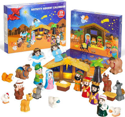 Adventskalender Krippe & Krippenfiguren Set Weihnachten Kinder
