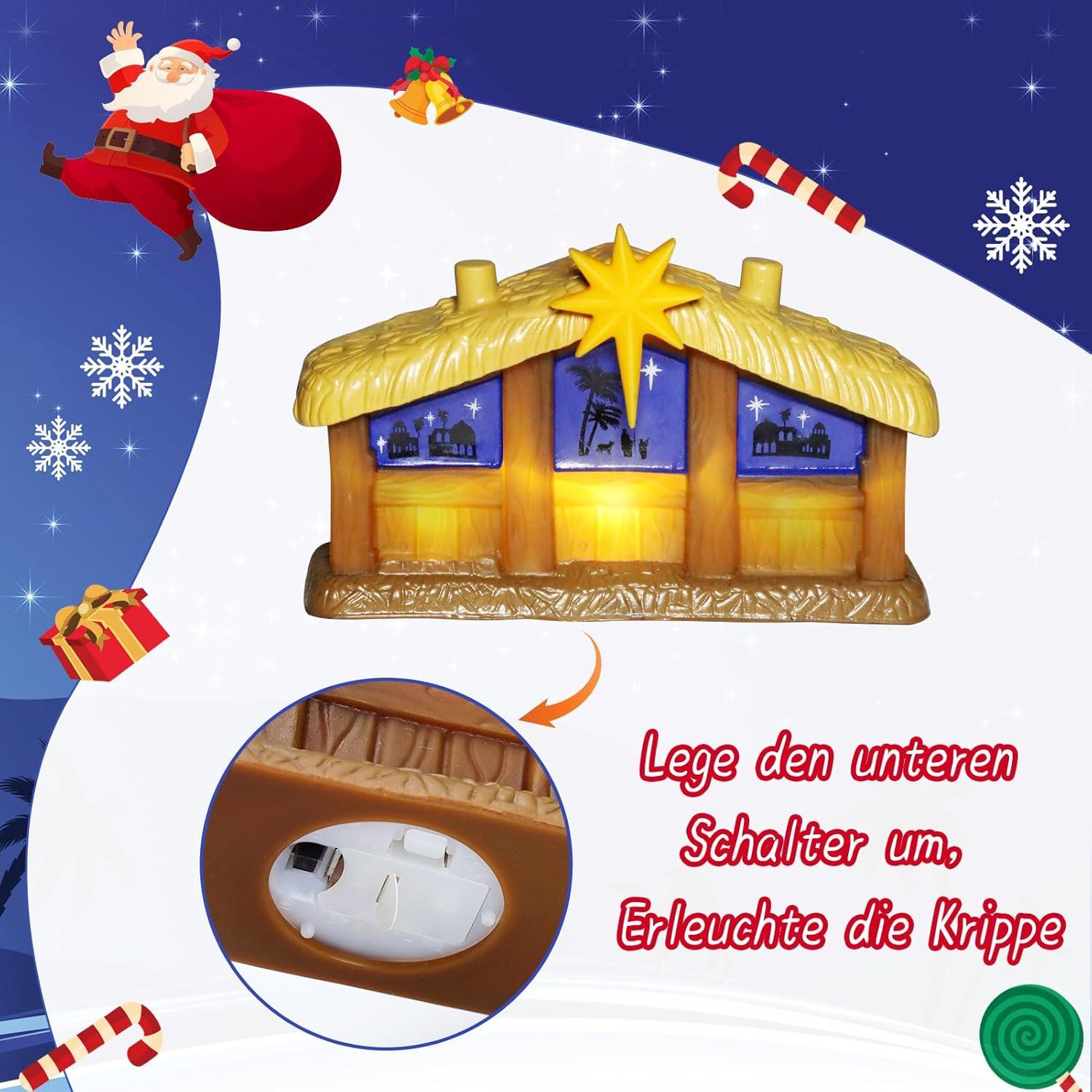 Beleuchteter Adventskalender Krippe Kinder Weihnachtskrippe Spielzeug
