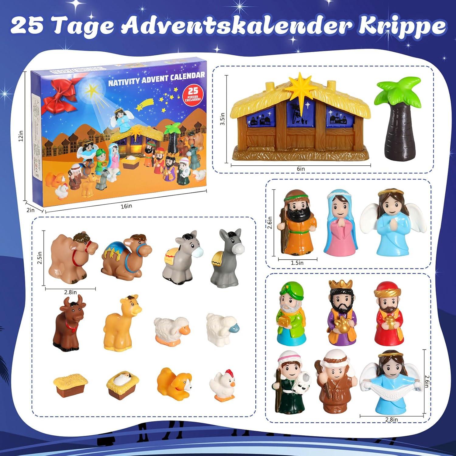 GDGZT Adventskalender Krippe Weihnachten Kinder 25 Figuren-Tierkreis