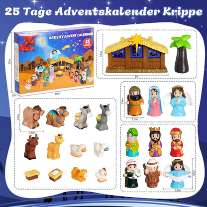 GDGZT Adventskalender Krippe Weihnachten Kinder 25 Figuren-Tierkreis