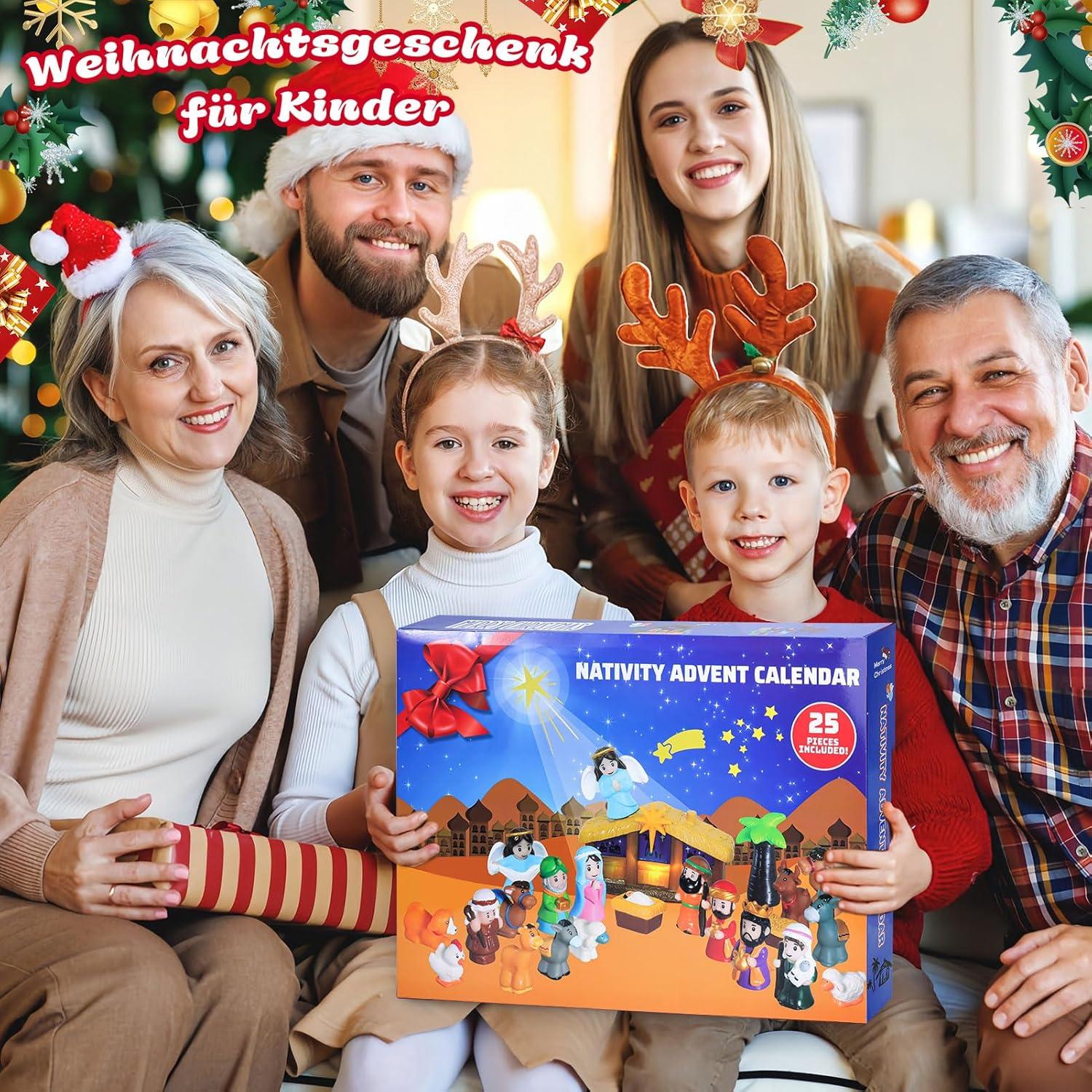 Beleuchteter Adventskalender Krippe für Kinder