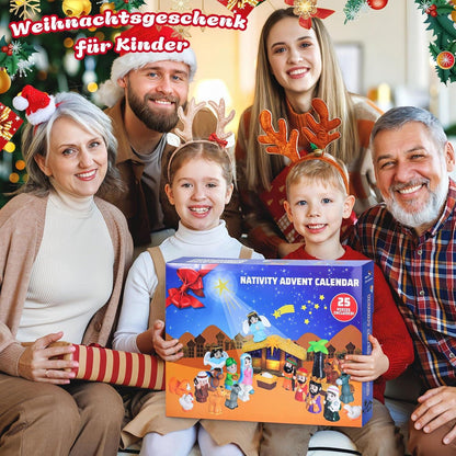 Beleuchteter Adventskalender Krippe für Kinder