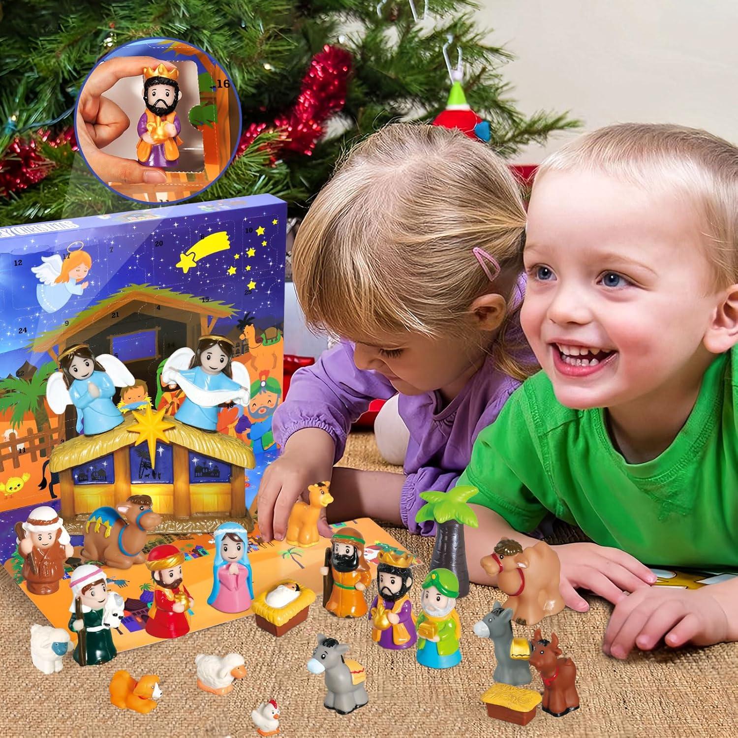 Beleuchteter Adventskalender Krippe Kinder Weihnachtskrippe Spielzeug