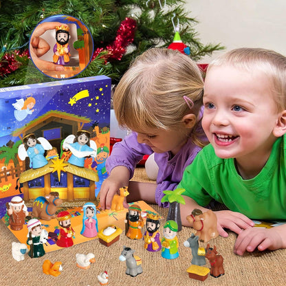 Beleuchteter Adventskalender Krippe Kinder Weihnachtskrippe Spielzeug