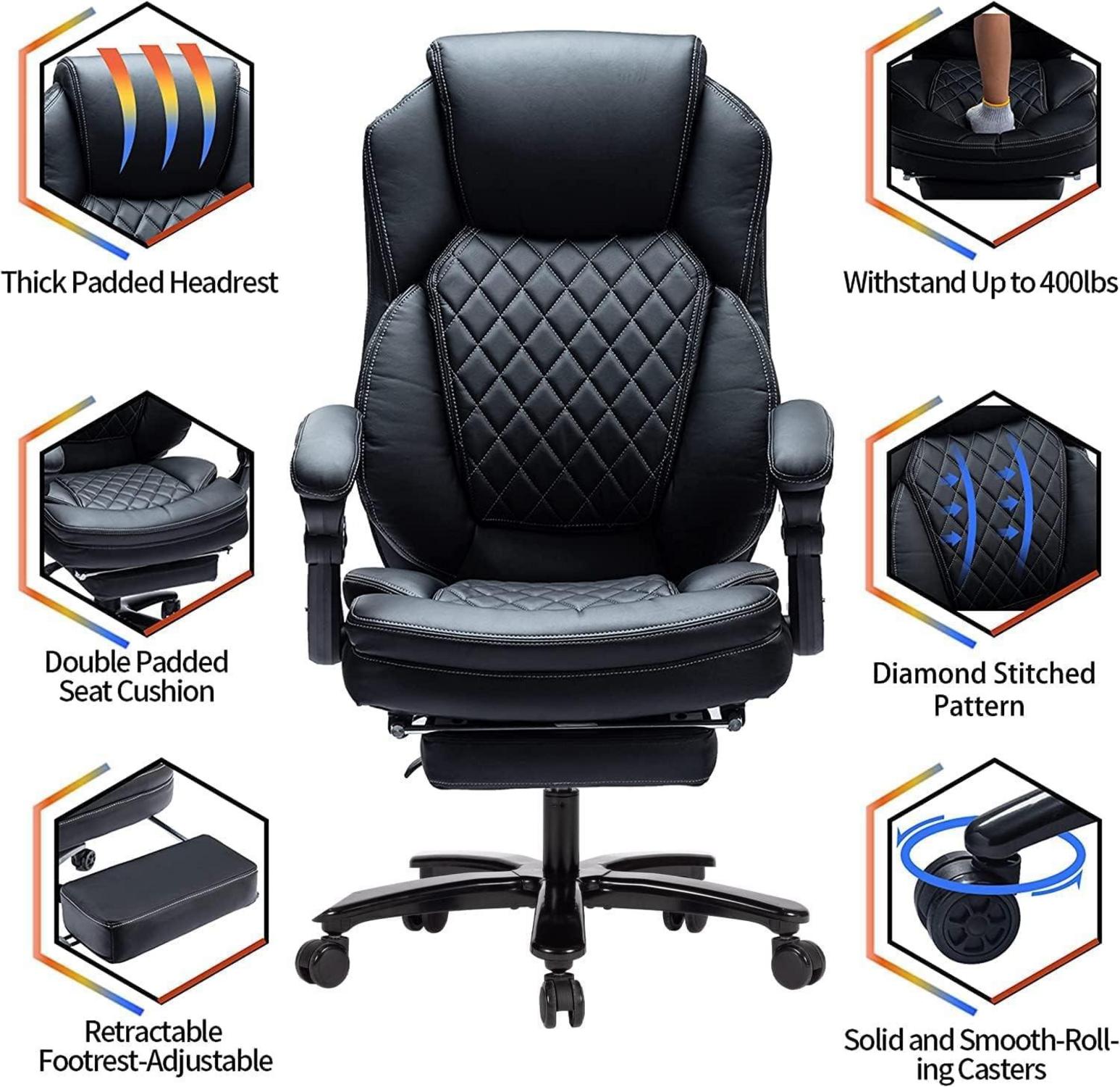 Ergonomischer Chefsessel mit 250kg Belastbarkeit Schwarz