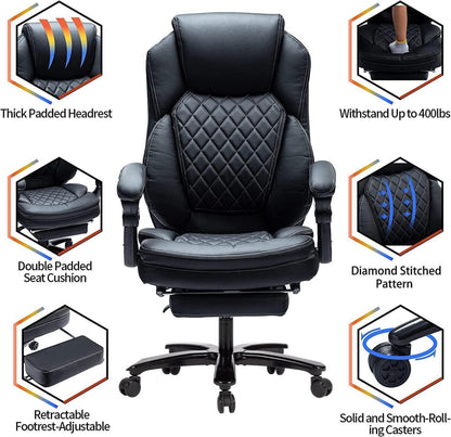 Ergonomischer Chefsessel mit 250kg Belastbarkeit Schwarz