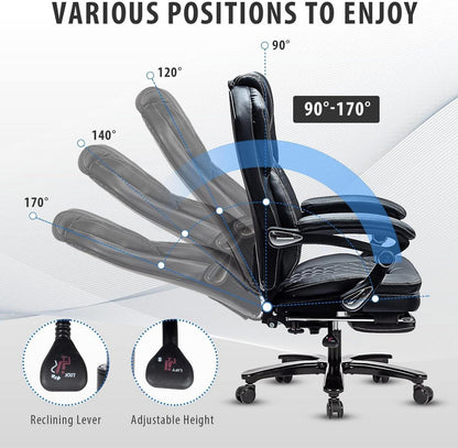 Bürostuhl 250kg Belastbarkeit Ergonomischer Chefsessel mit Fußstütze