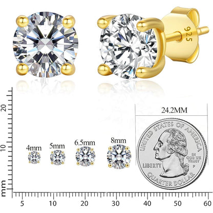 Moissanit Ohrstecker Silber 925, 14K Gold Plattiert, VVS1
