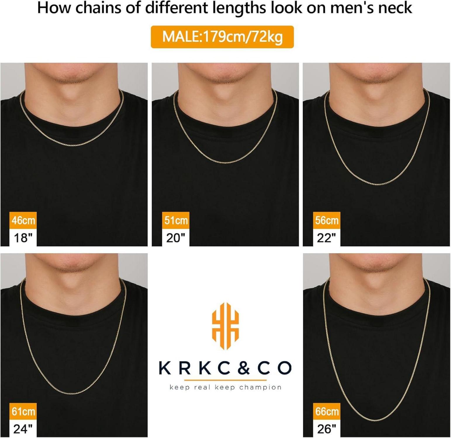 KRKC&CO Herren Silberkette 3mm Gold beschichtet 55,9cm