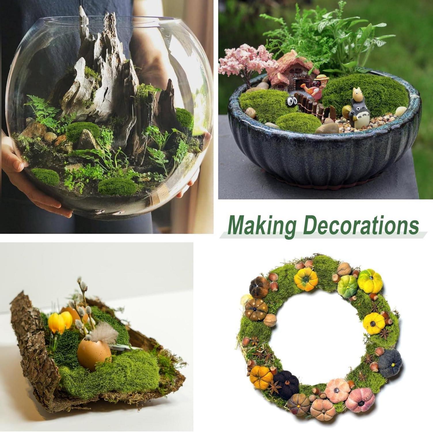 100g Künstliches Moos Deko Bastelmoos Dunkelgrün + Hellgrün