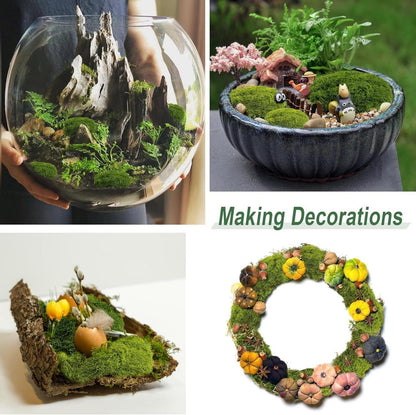 100g Künstliches Moos Deko Bastelmoos Dunkelgrün + Hellgrün