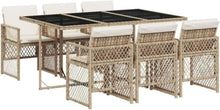Garten Essgruppe 7-TLG. mit Kissen, Poly Rattan Beige