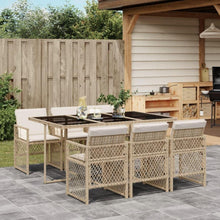 Garten Essgruppe 7-TLG. Poly Rattan Beige, Set mit