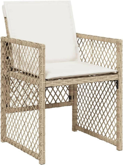 vidaXL 7-TLG. Garten Essgruppe Beige Poly Rattan mit Kissen