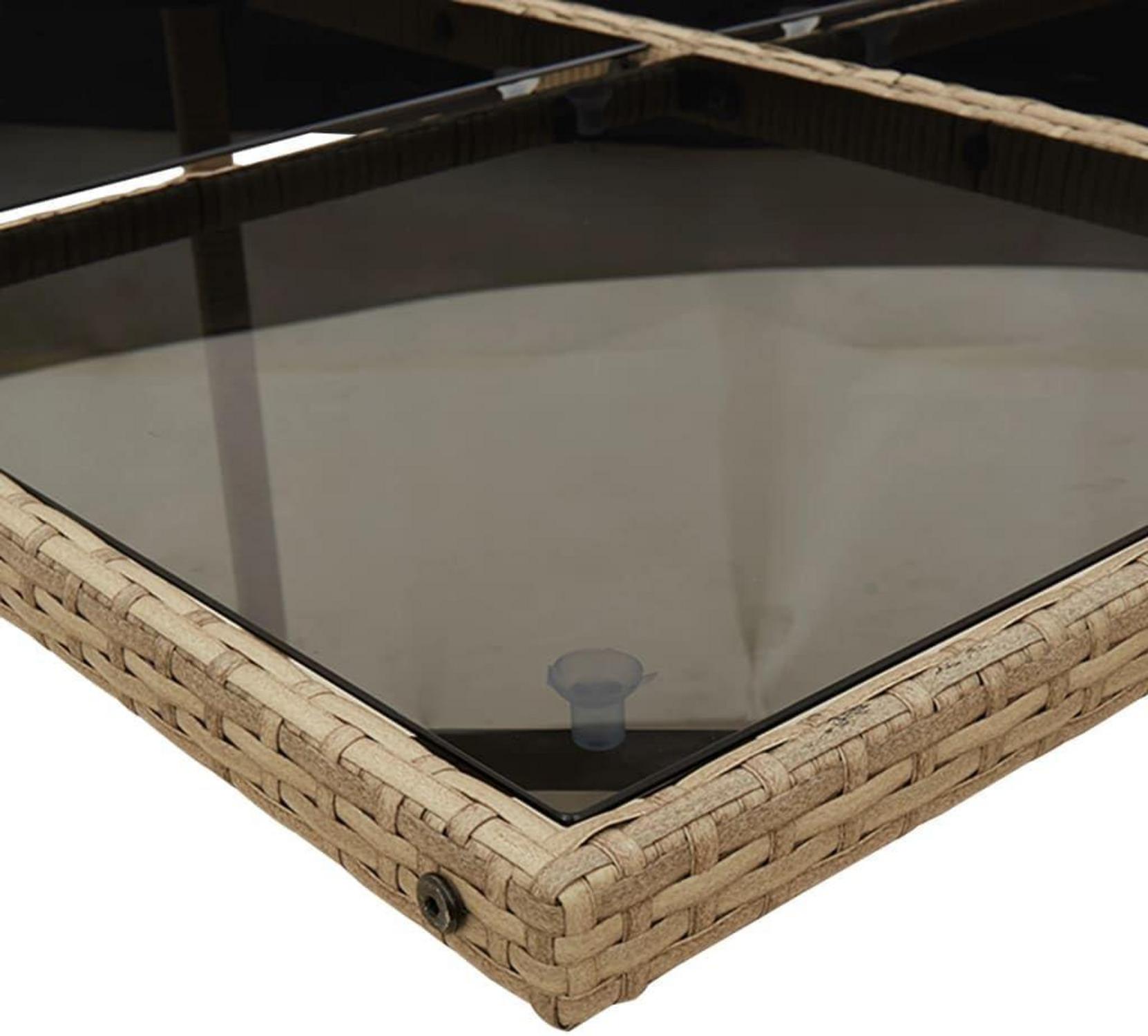 vidaXL Garten Essgruppe 7tlg. Beige Poly Rattan Kissen Tisch 6 Stühle