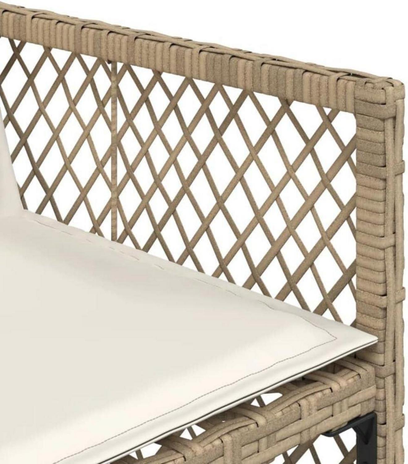 vidaXL 7-TLG. Garten Essgruppe Beige Poly Rattan mit Kissen