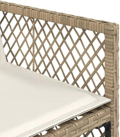 vidaXL 7-TLG. Garten Essgruppe Beige Poly Rattan mit Kissen