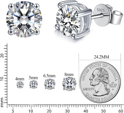 Moissanit Ohrringe 925 Silber 14K Gold 2 Karat VVS1 D Brillant 6,5mm