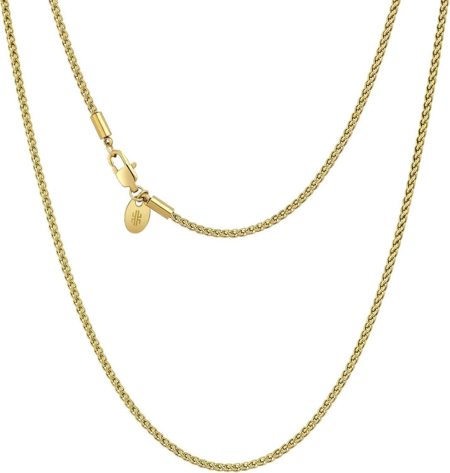 Goldkette 18K Weizenkette Edelstahl beschichtet 2mm 50.8cm