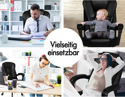 ALFORDSON Ergonomischer Bürostuhl Schwarz Leder Massage Lordosenstütze