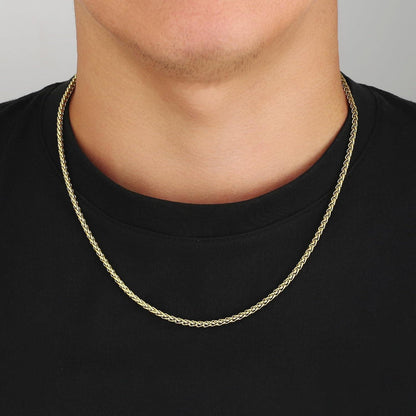Goldkette Herren Edelstahl Weizenkette 3mm Gold beschichtet