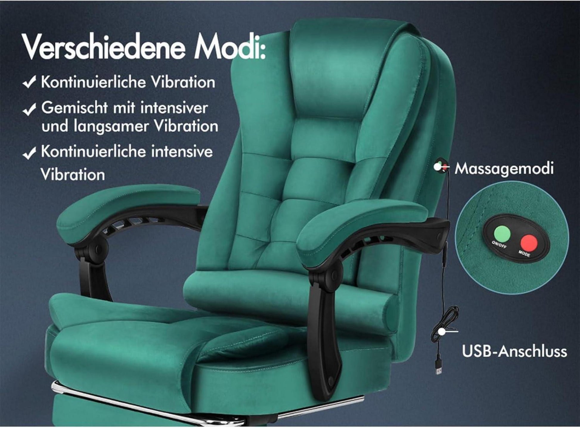 Ergonomischer Massage Bürostuhl Fußstütze 150° Samt Gaming Stuhl
