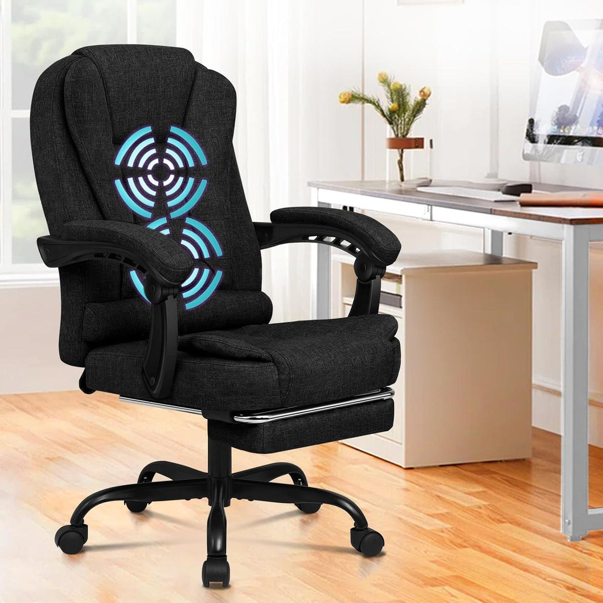 Ergonomischer Bürostuhl mit Massage und Fußstütze, 180 kg