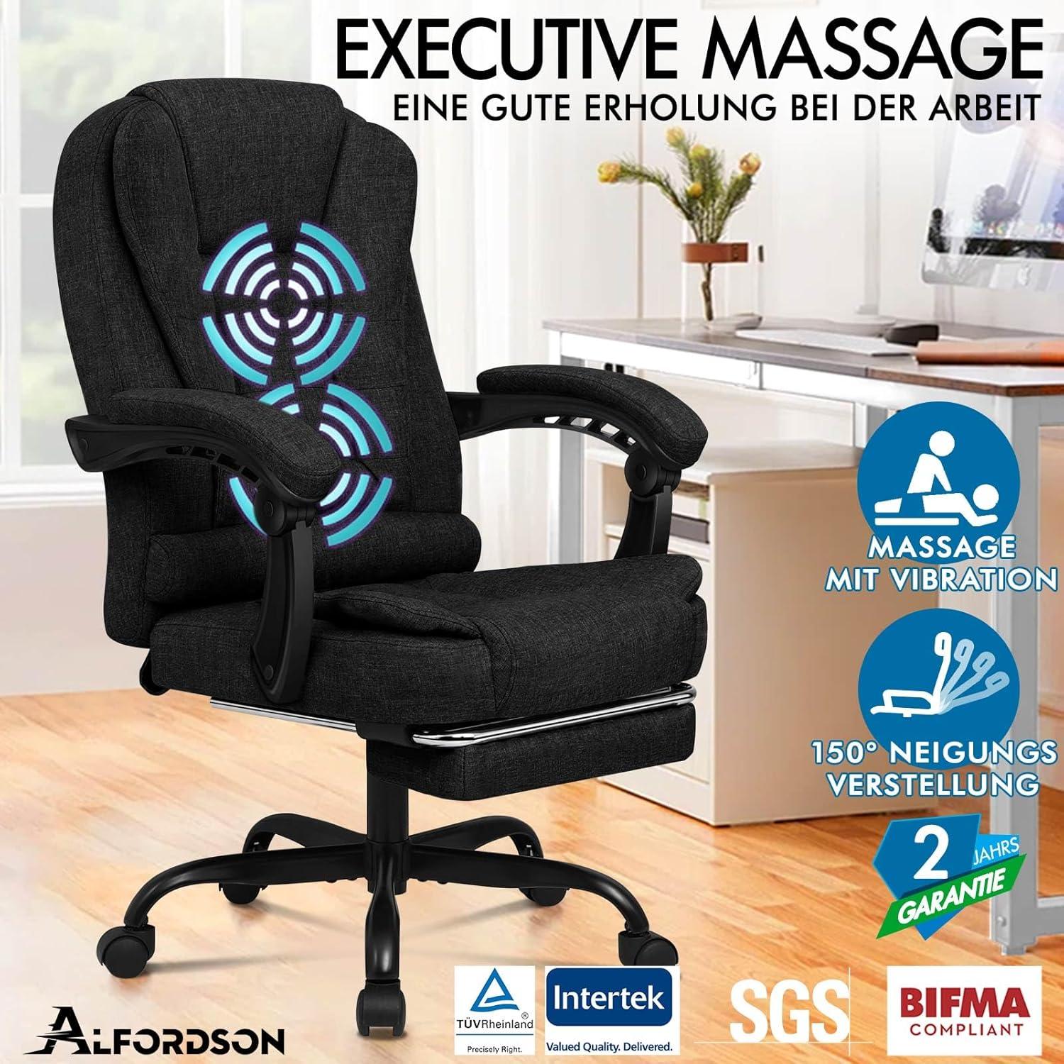 Ergonomischer Bürostuhl mit Massage und Fußstütze, 180 kg