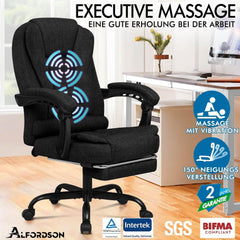 Ergonomischer Bürostuhl mit Massage und Fußstütze, 180 kg