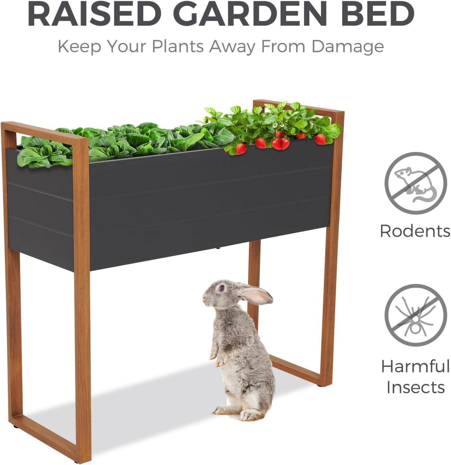 Hochbeet Metall Pflanzkasten mit Entwässerung Outdoor Garten 100x38x91cm