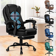 Massagebürostuhl mit Fußstütze, 150° Neigung, Schwarz-Leder