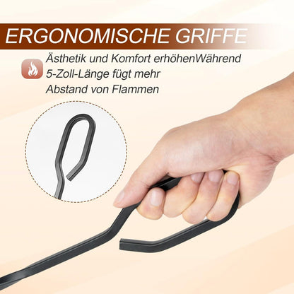 Kaminbesteck 5-teilig Schwarz Schaufel Besen Schürhaken Zange 65CM