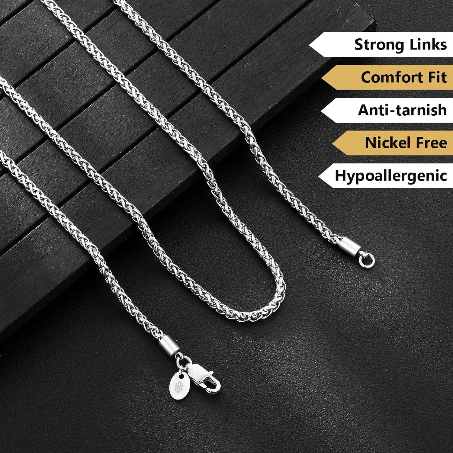 Goldkette für Herren Silberkette 3mm Weizenkette 50,8cm