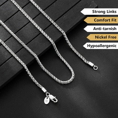 Goldkette für Herren Silberkette 3mm Weizenkette 50,8cm