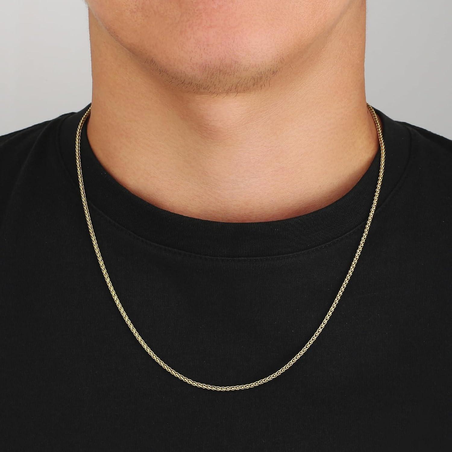 Goldkette Herren Edelstahl Weizenkette 14K Gold 45,7cm