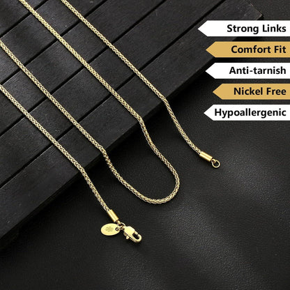 Goldkette Weizenkette Edelstahl beschichtet 18K Zopfkette 2mm